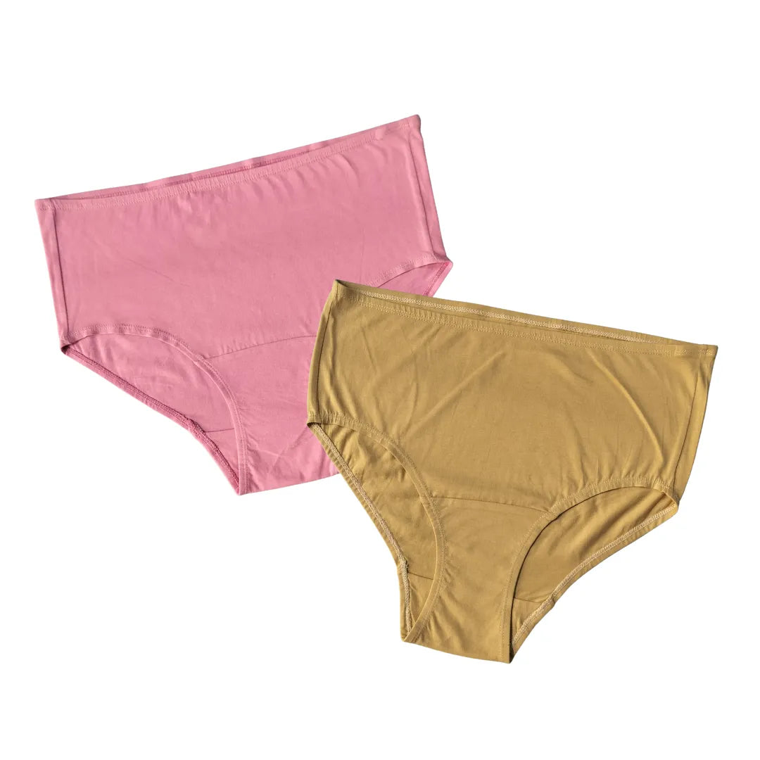 High Waist Cotton Panties For Elderly Women Light Pink & Skin