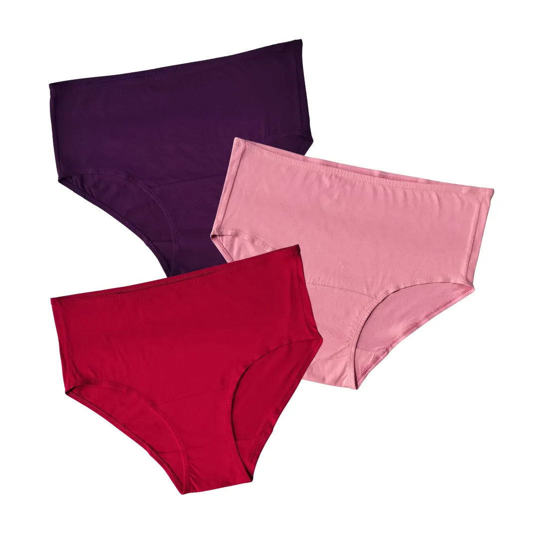 High Waist Cotton Panties For Elderly Women Magenta, Dark Pink & Light Pink