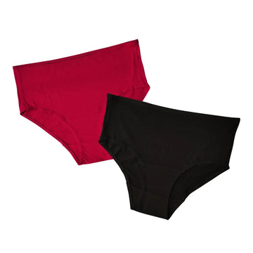 High Waist Cotton Underwear For Older Women Dark Pink & Black