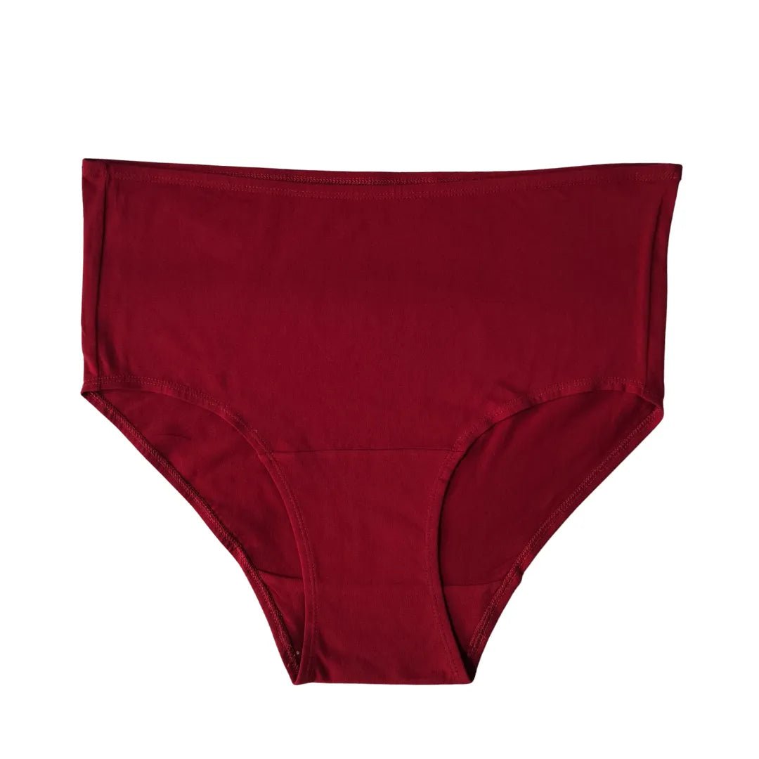 High Waist Cotton Underwear For Older Women Maroon