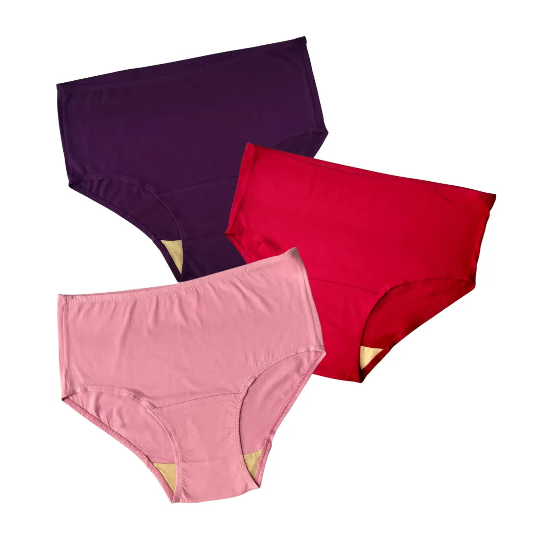 High Waist Hygiene Underwear For Old Women Magenta, Dark Pink & Light Pink