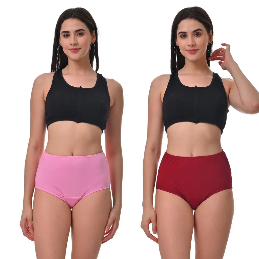 High Waist Hygiene Underwear For Women Light Pink & Maroon