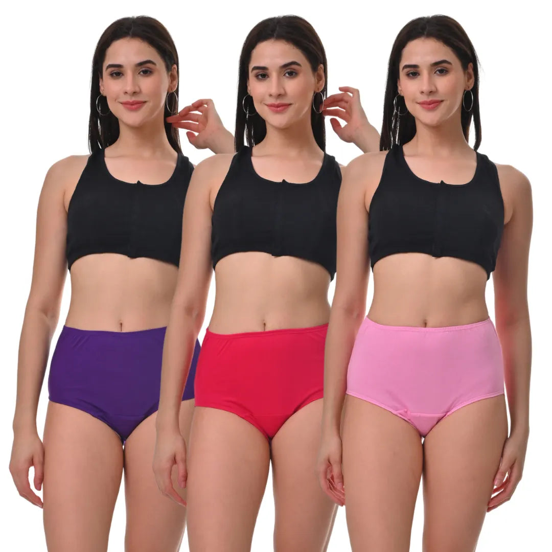 High Waist Hygiene Underwear For Women Magenta, Dark Pink & Light Pink