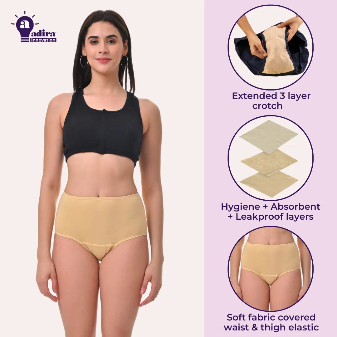 High Waist Incontinence Panties Skin Pack Of 3 