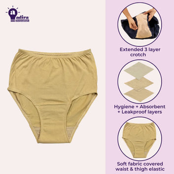 Incontinence Underwear | Leakproof Crotch | High Waist | Absorbs 25ml Of Leaks |  Washable & Reusable | Pack Of 2