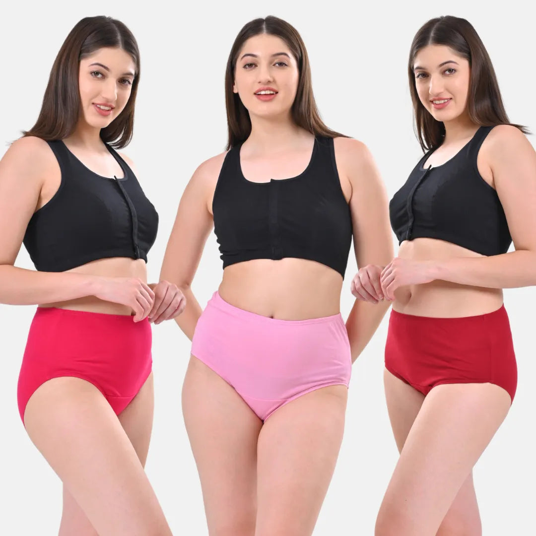 High Rise Panties For Women Dark Pink, Light Pink & Maroon