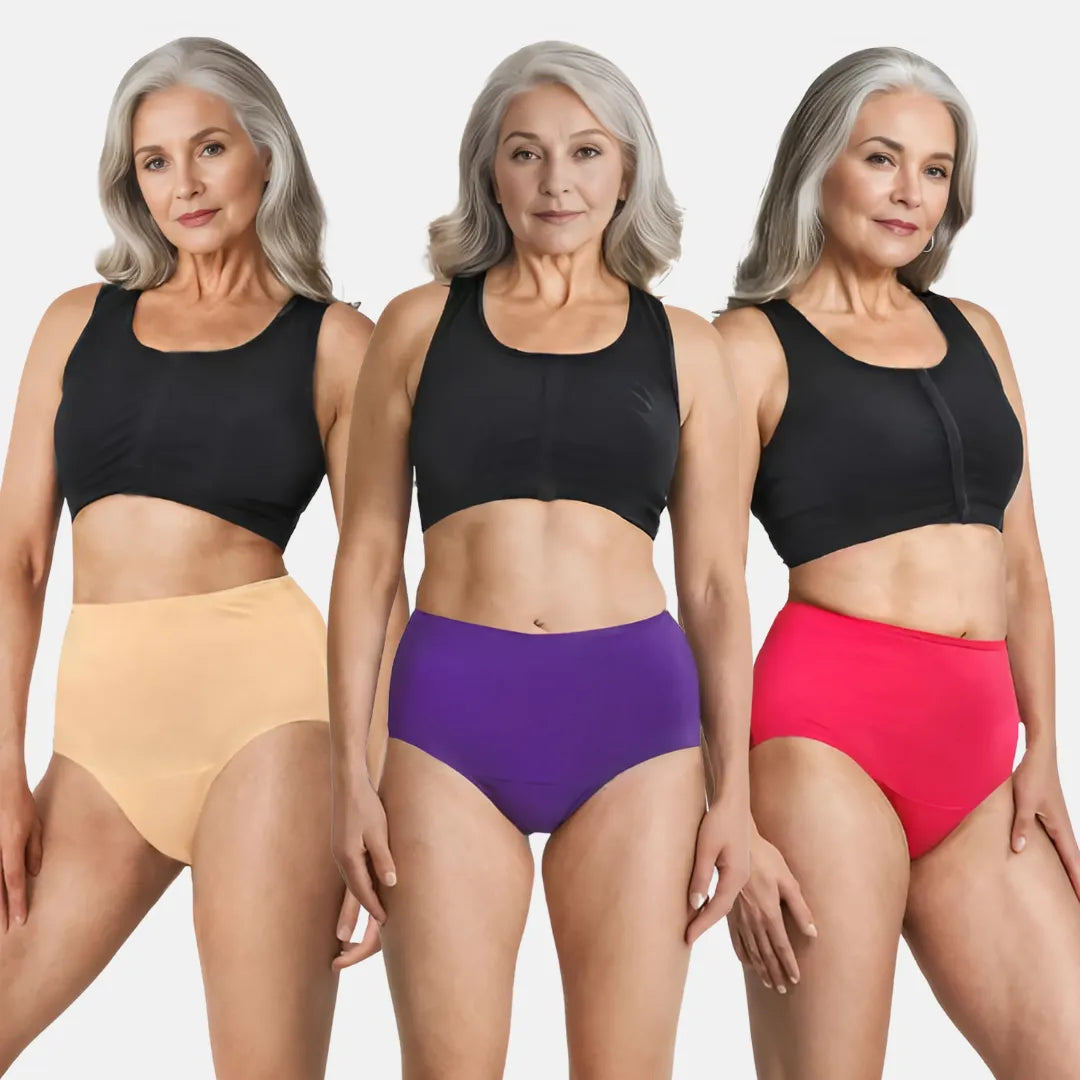 High Waist Cotton Briefs For Senior Women Skin, Dark Pink & Magenta