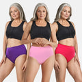 High Waist Cotton Panties For Elderly Women Magenta, Dark Pink & Light Pink