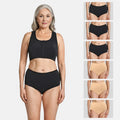 High Waist Cotton Underwear For Older Women Black & Skin Pack Of 6