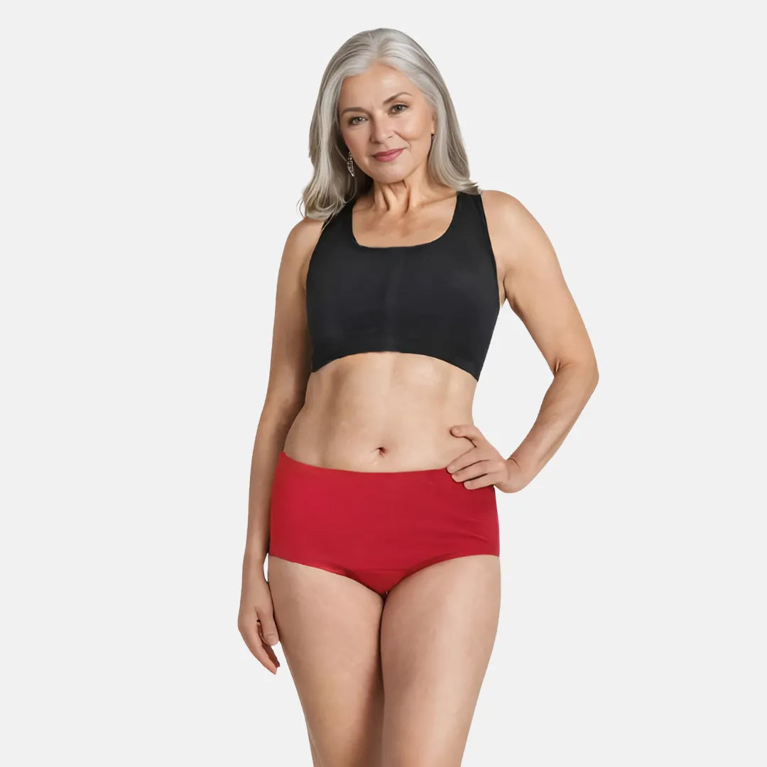 High Waist Cotton Underwear For Older Women Maroon