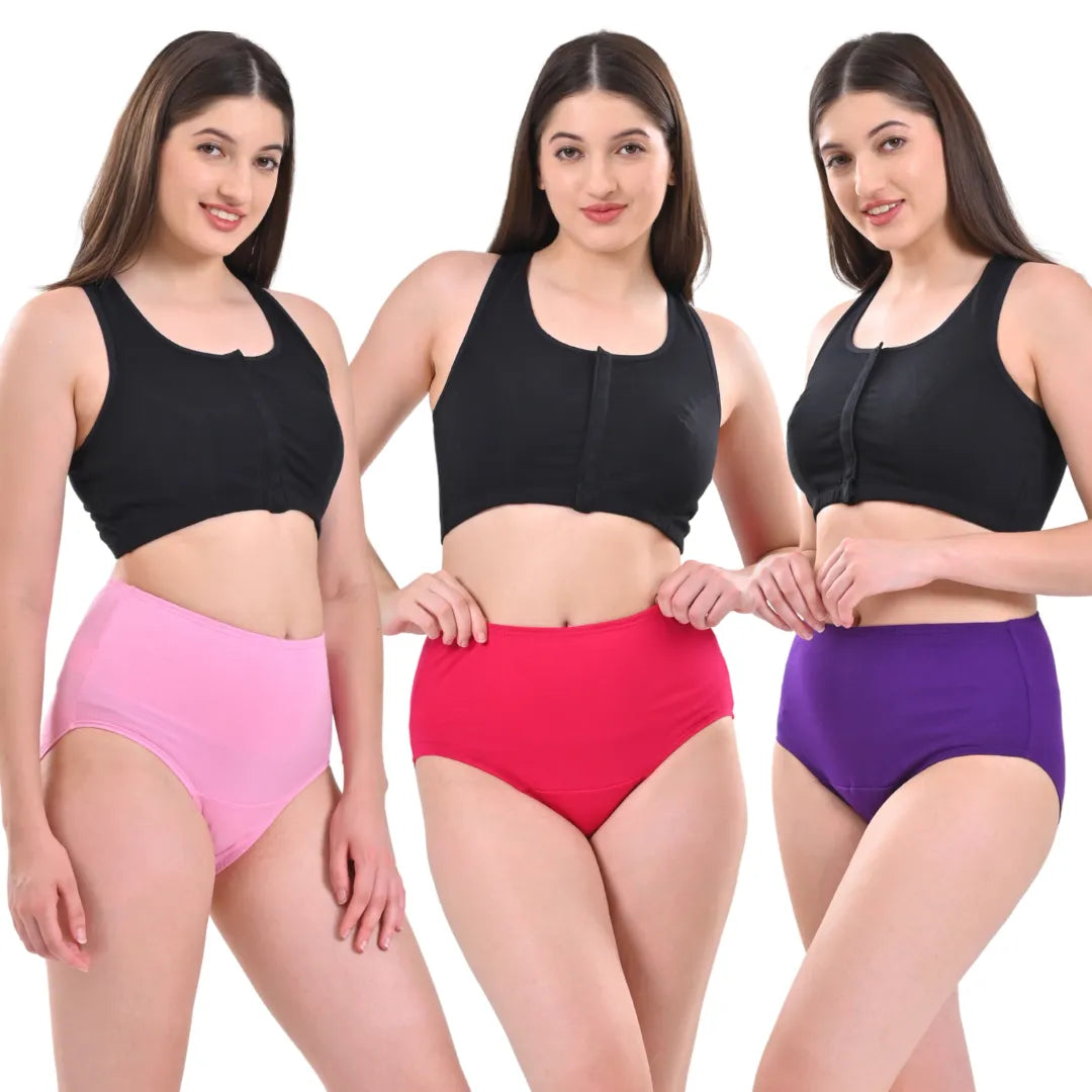  High Waist Hipster Panties Light Pink, Dark Pink & Magenta