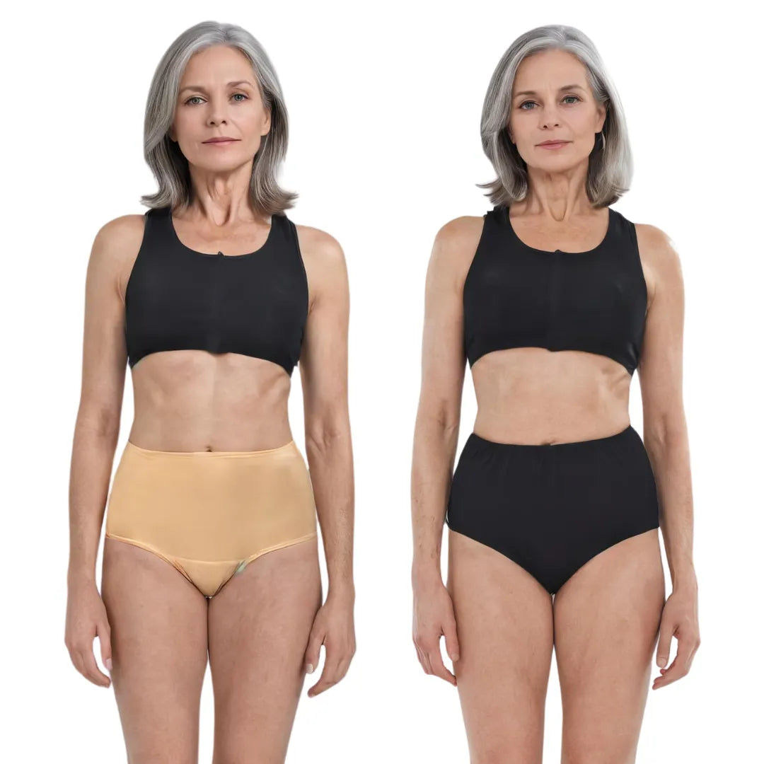 High Waist Incontinence Panty For Elderly Skin & Navy Blue
