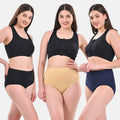 High Waisted Panties Black, Skin & Navy Blue
