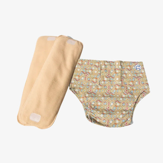 Cloth Diaper | Honeycomb | Velcro Closure | Wrap On Style | With 2 Diaper Pads Free