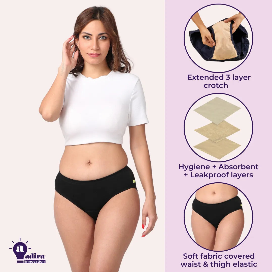 Incontinence Panties For Women Black & Skin