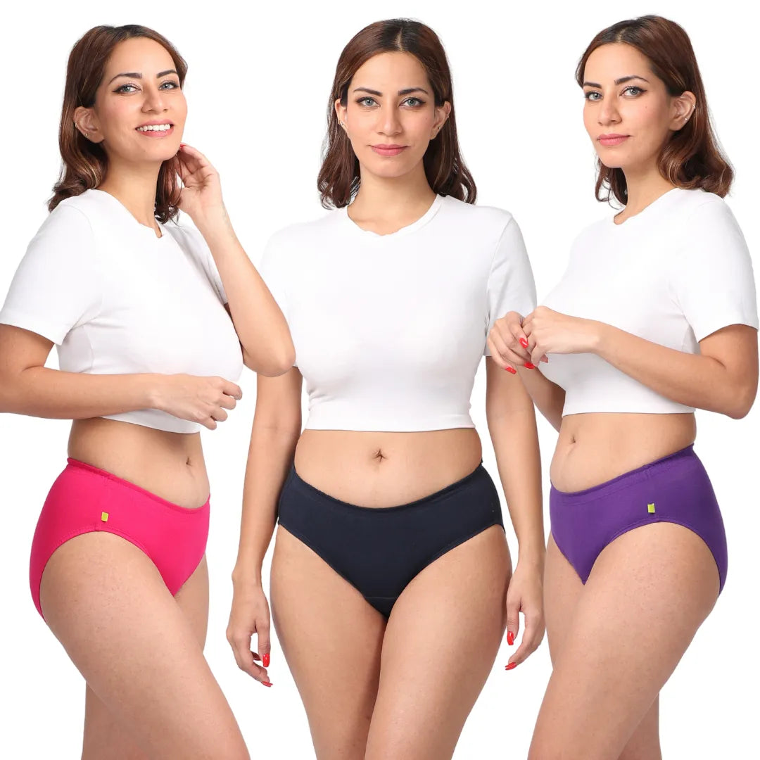 Incontinence Panties For Women Dark Pink, Magenta & Navy Blue 