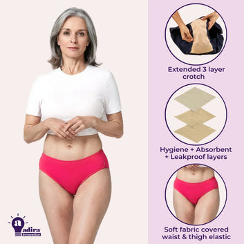 Incontinence Panties | Mid Waist | Leakproof Crotch | Absorbs 25ml Of Leaks | Reusable & Washable