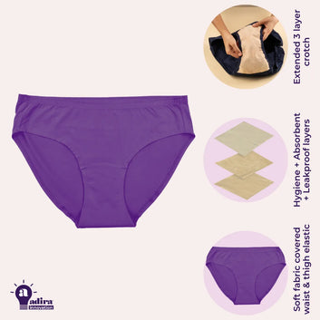 Incontinence Panties For Women | 3 Layers Of Hygienic Protection At Crotch | Absorbs Up To 25ml Of Light Urine Leaks | Reusable & Washable | 2 Pack