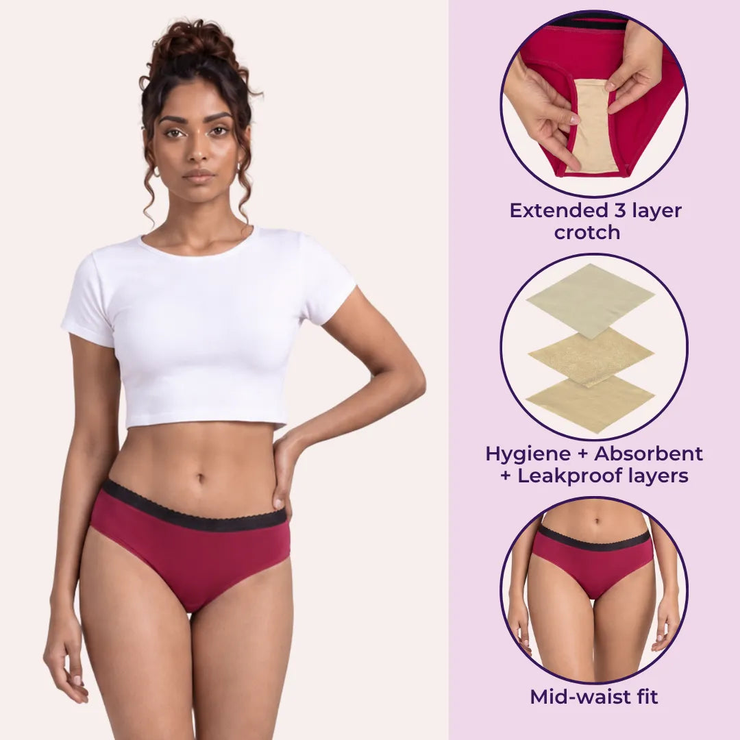 Incontinence Underwear For Women Features-Dark PinkIncontinence Panties Features 