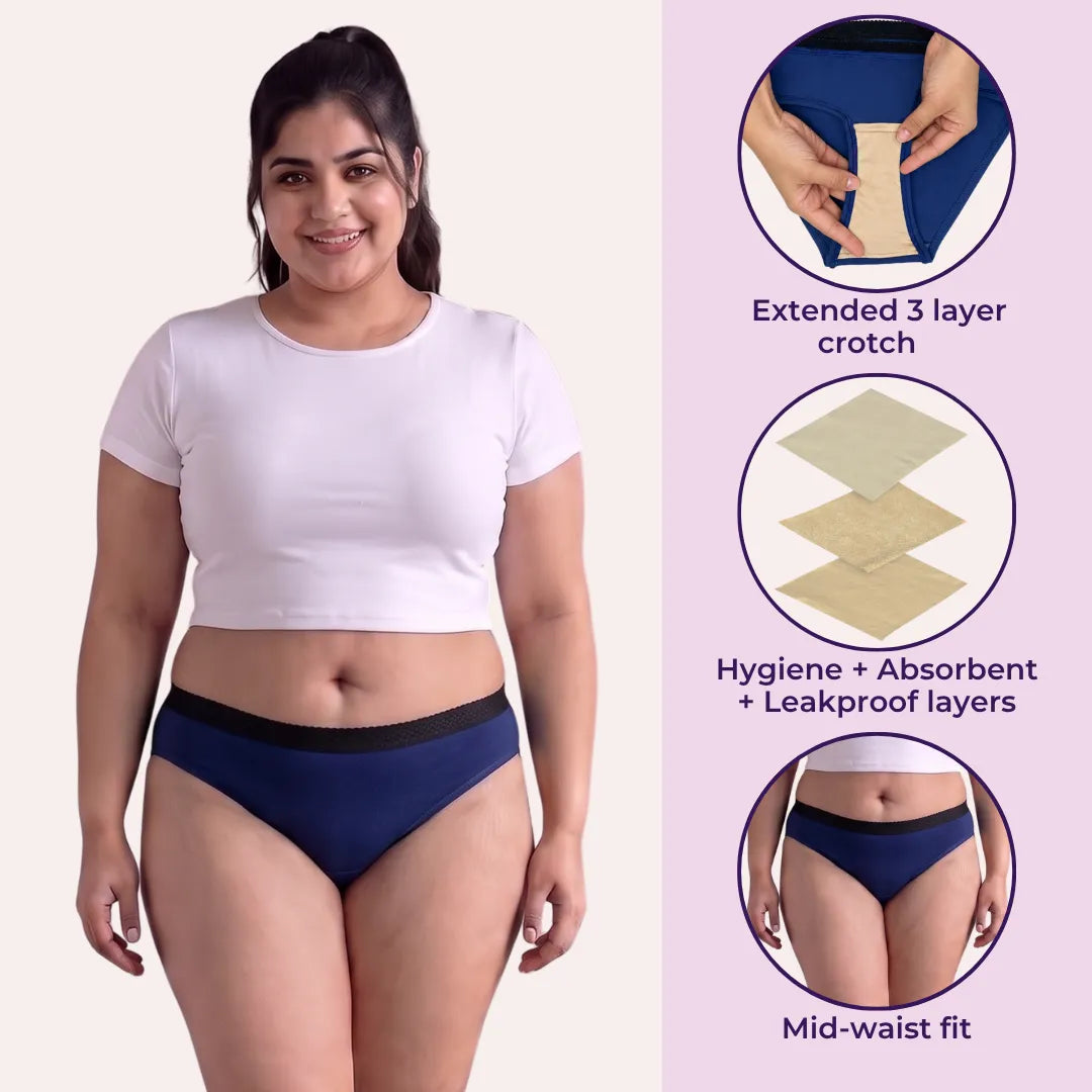 Incontinence Women's Panties-Curvy Royal Blue