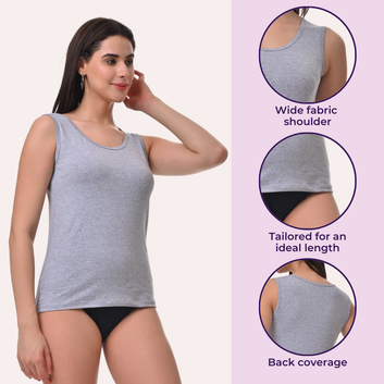 Inner Tank Top | Wide Fabric Shoulder | Round Neckline | Offers Full Coverage | Pack Of 1