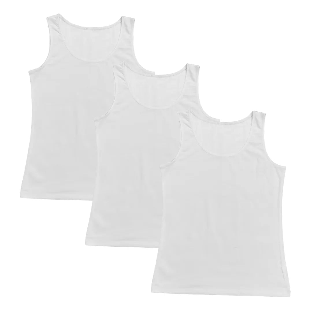 Inner Tank Tops For Elderly Women White Pack Of 3