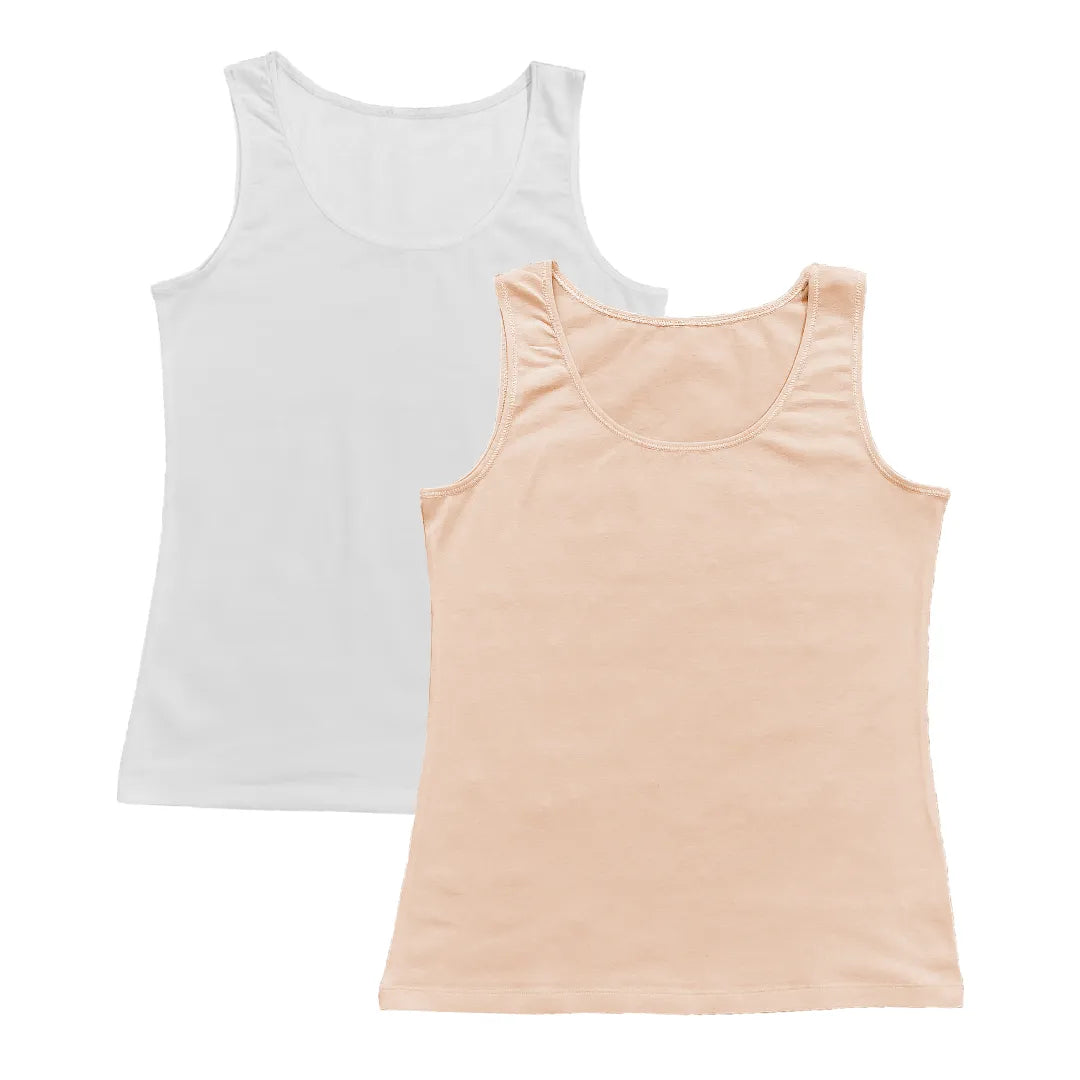 Inner Tank Tops For Elderly Women White & Skin