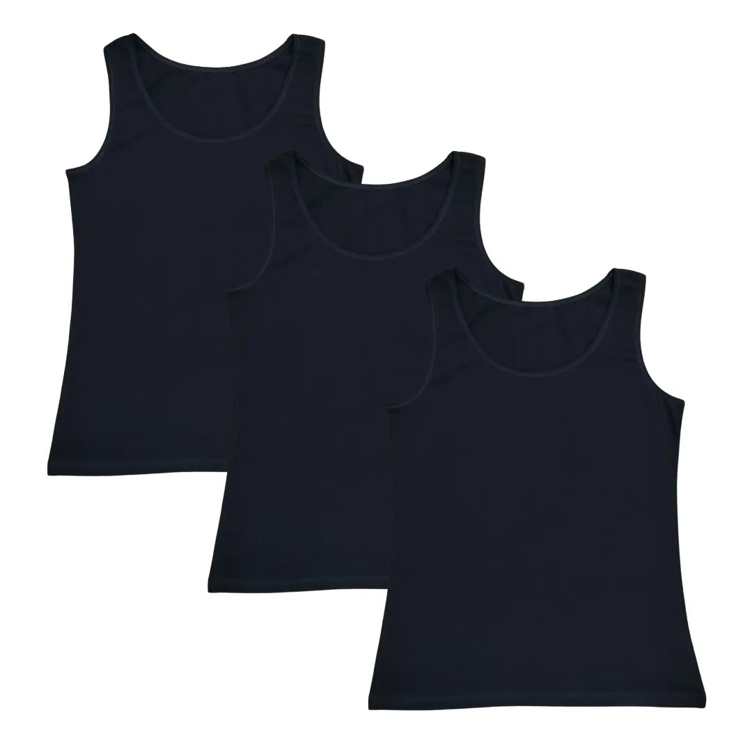 Inner Tank Tops For Senior Women Black Pack Of 3