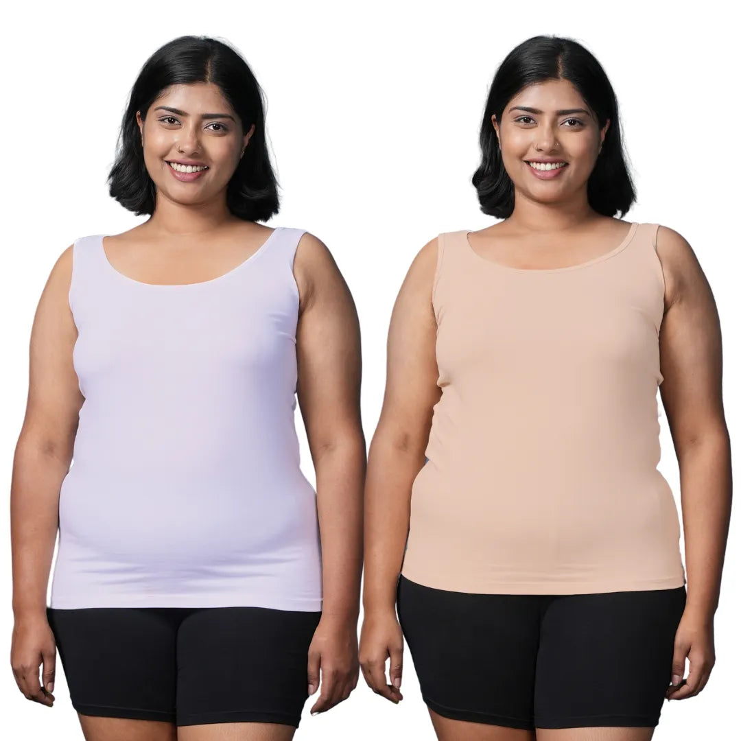 Inner Top For Plus Size Women White & Skin