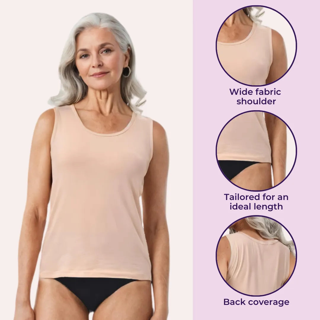 Inner Tank Tops For Elderly Women Skin, Black & Grey