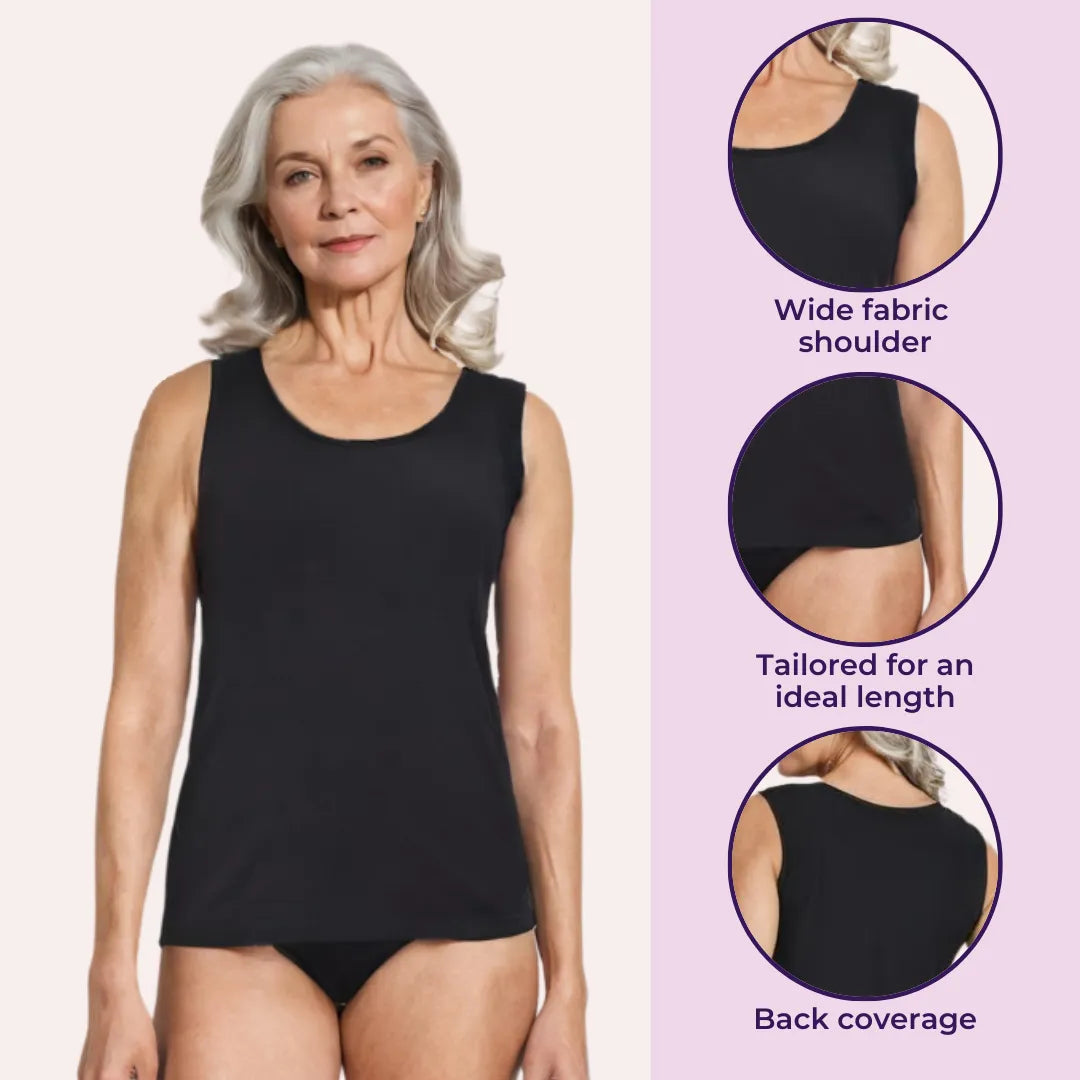 Inner Tank Tops For Elderly Black & Skin