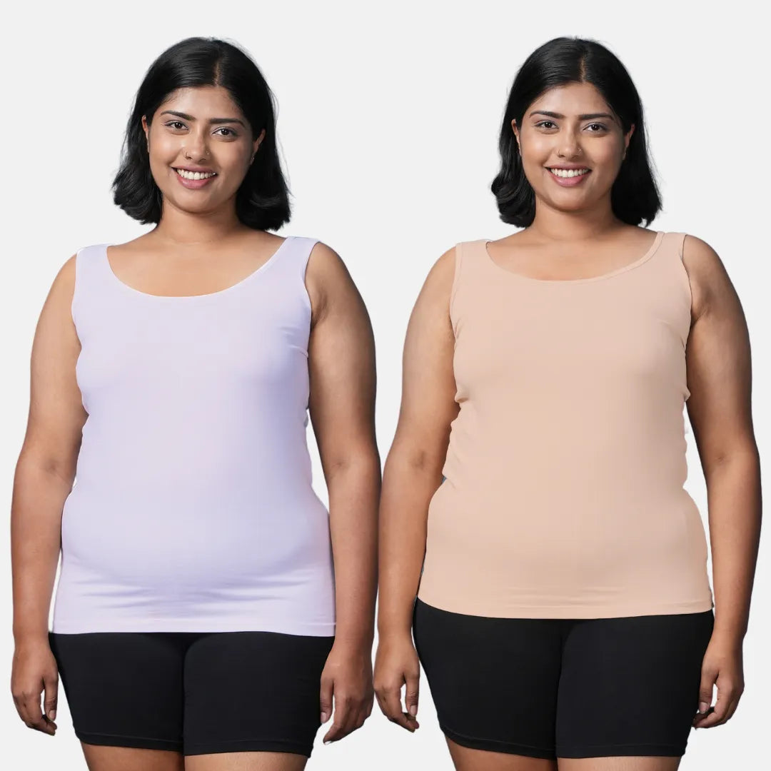 Inner Top For Plus Size Women White & Skin