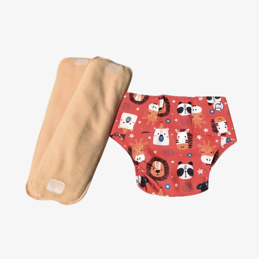 Cloth Diaper | Jungle Jumble | Velcro Closure | Wrap On Style | With 2 Diaper Pads Free