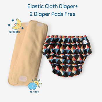 Fabric Diaper | Kaleido  | Elastic Waist | Pull Up/Underwear Style| With 2 Diaper Pads Free