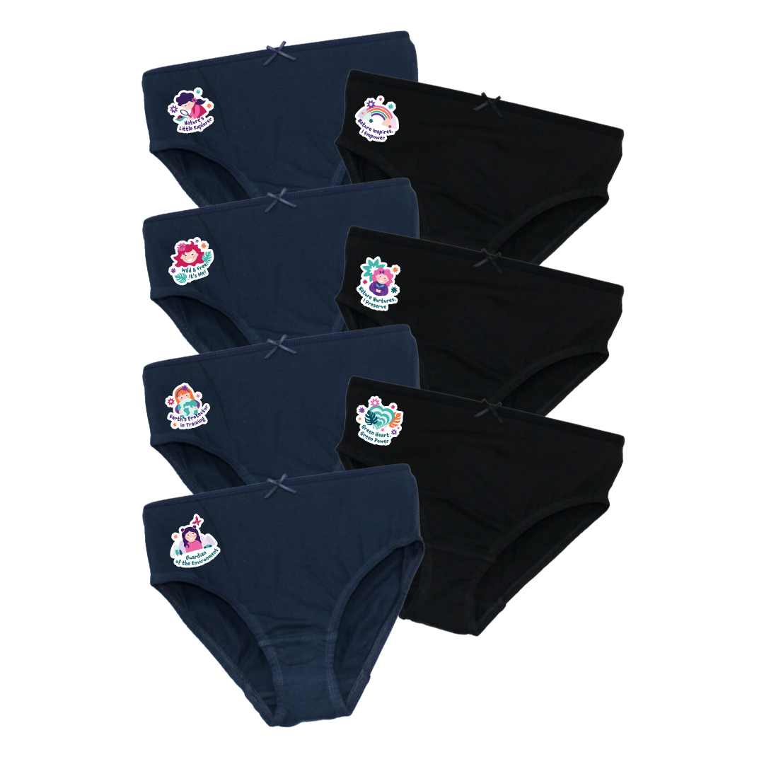 Kids Panties Navy Blue & Black 7 Pack