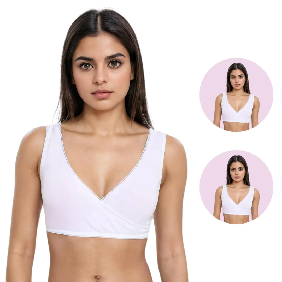 Ladies Plunge Bra White Pack Of 2