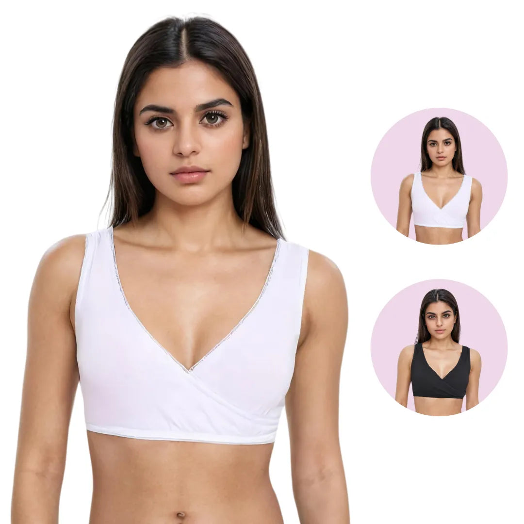 Ladies Plunge Bra White & Black