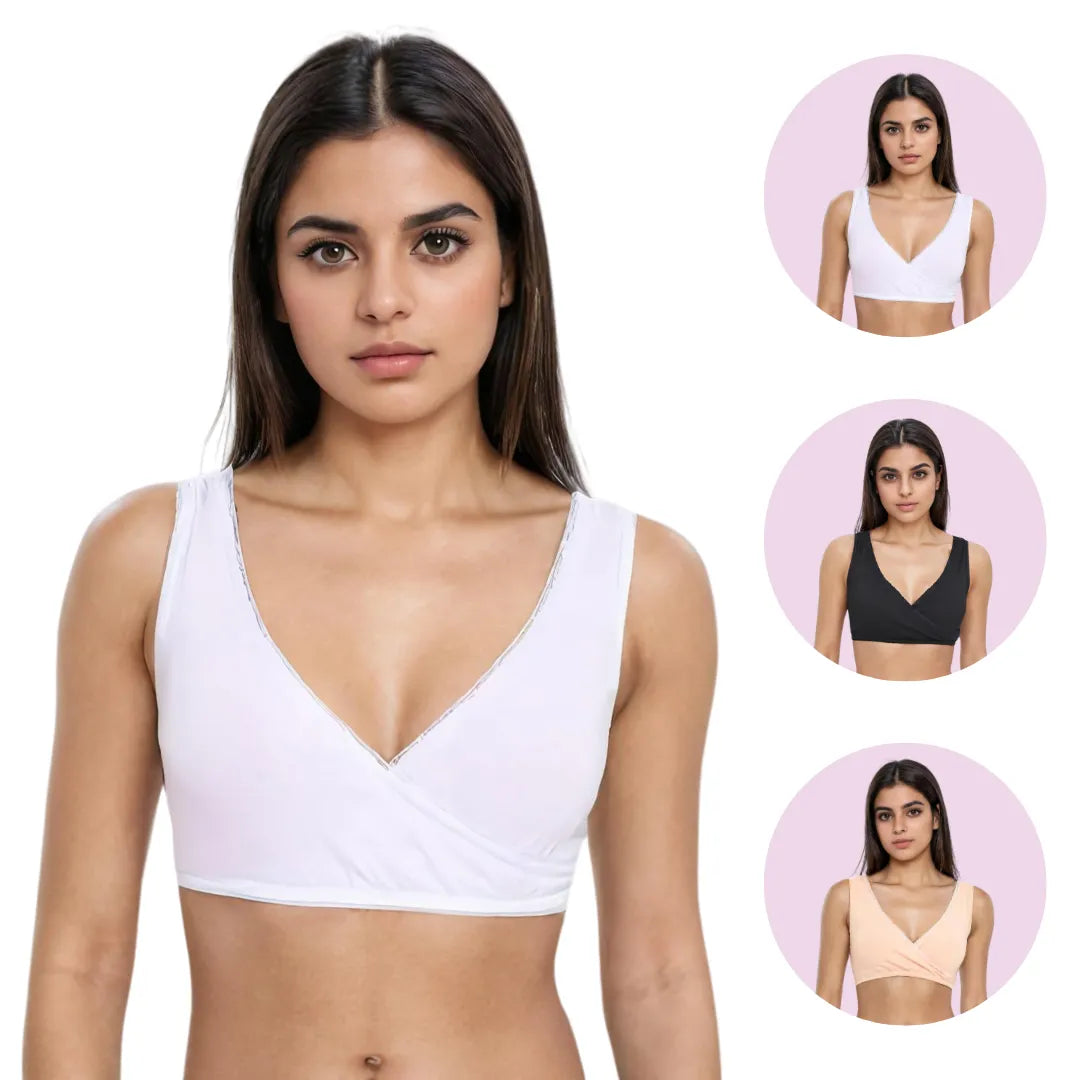 Ladies Plunge Bra White, Black & Skin