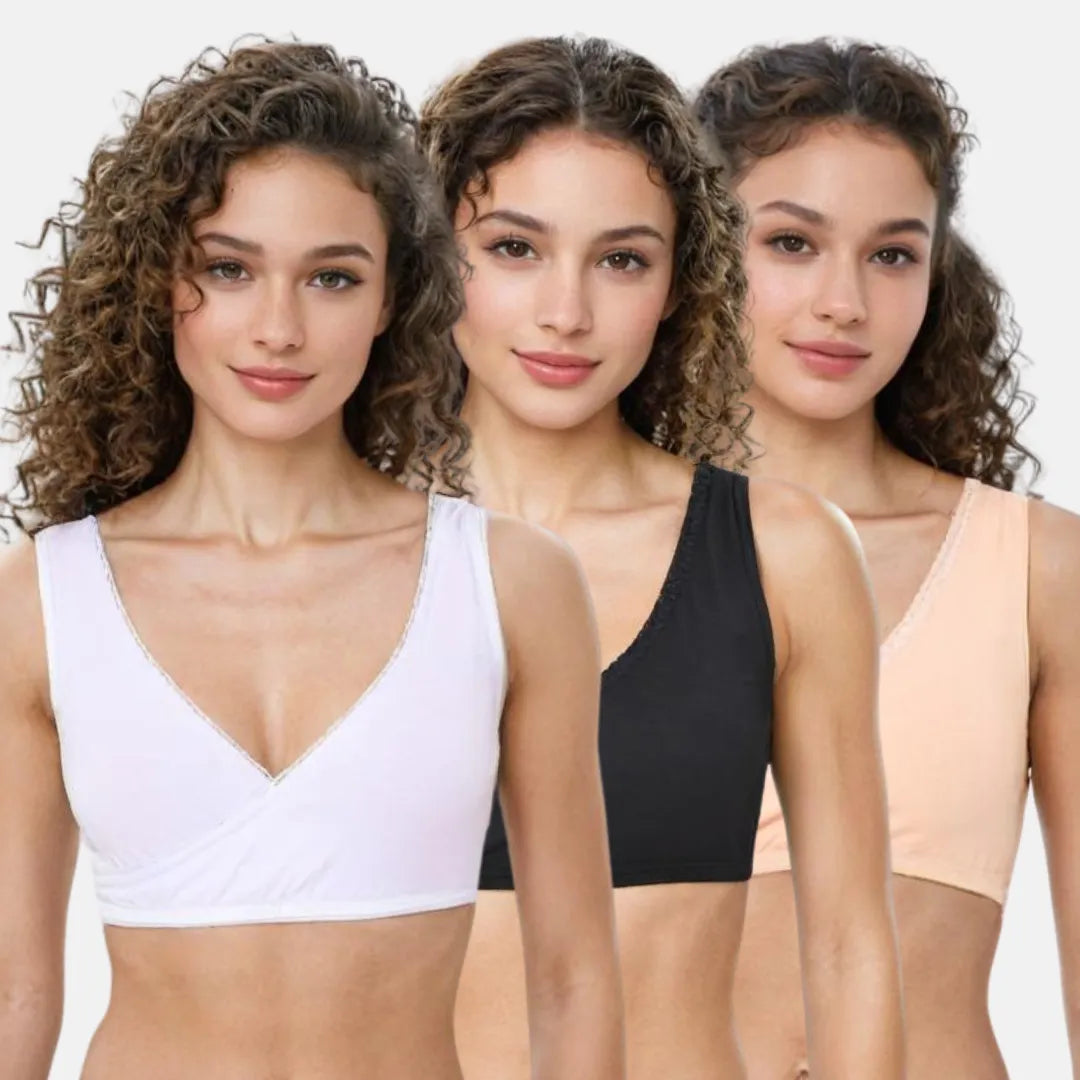 Ladies Plunge Bra White, Black & Skin