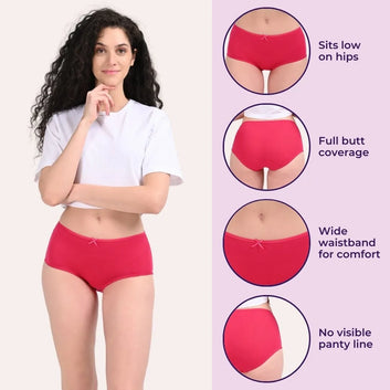 Hipster Panties | Mid Waist Fit | Full Coverage | Ultra Light Seams | No Visible Panty Lines | Pack Of 3