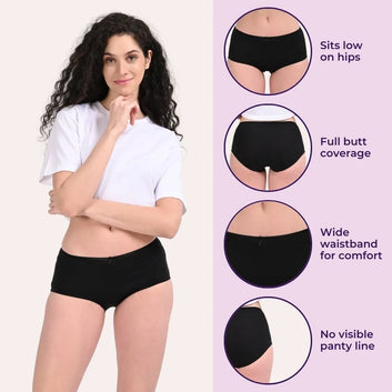 Mid Waist Hipster Briefs | Cotton Elastane Blend | Absorbs Moisture & Quick Dry | No Visible Panty Lines | Pack Of 6