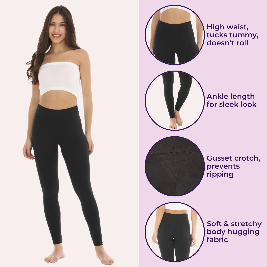 Womens Ankle Length Leggings - Black