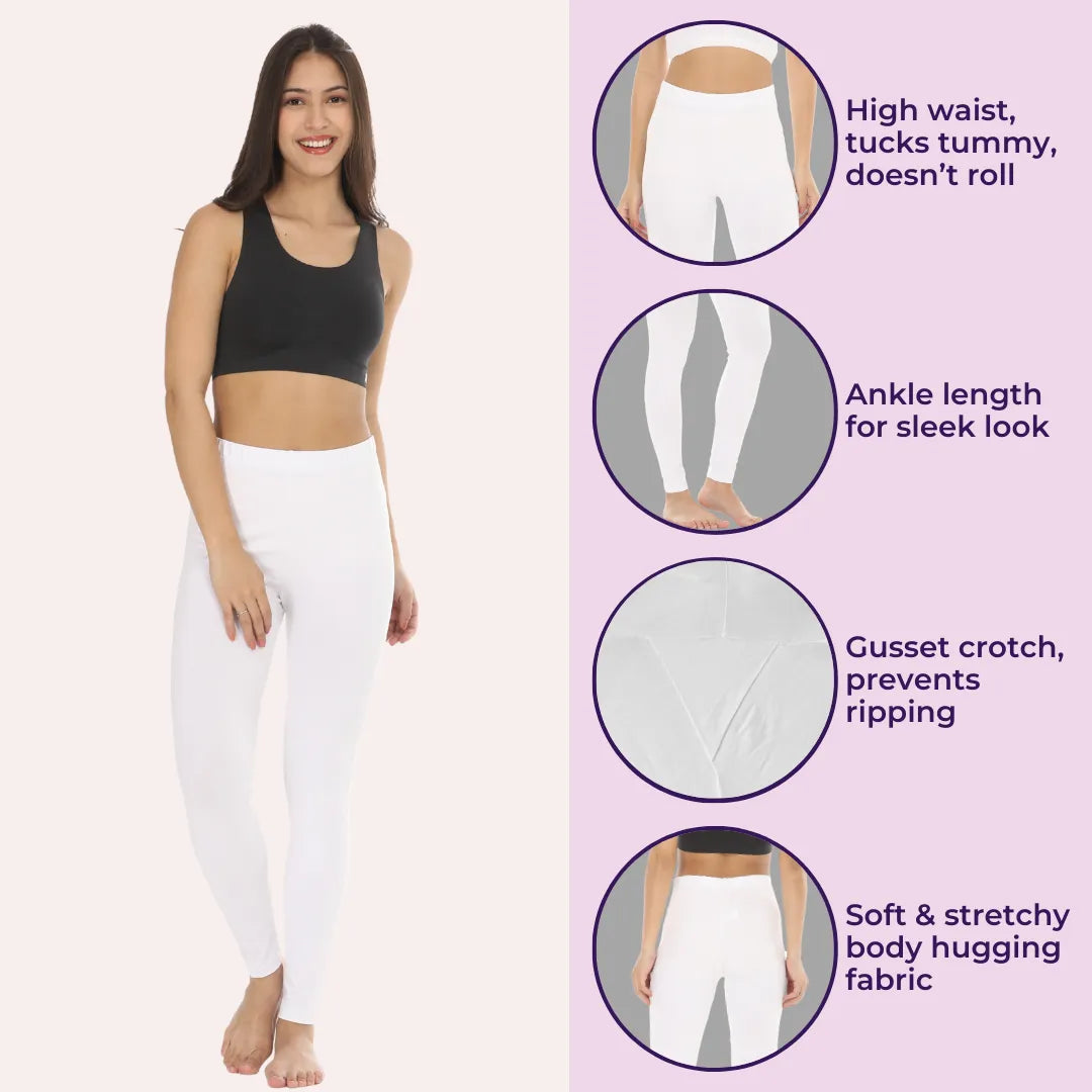 Womens Ankle Length Leggings - White