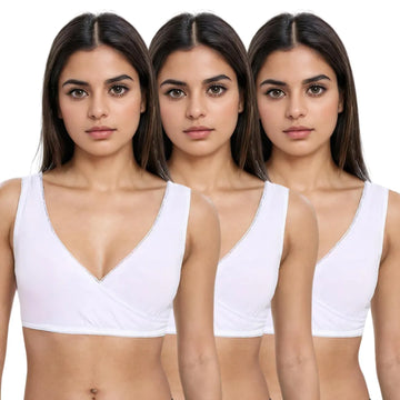 Plunge Bra | Cross Over Neckline | Medium Coverage | U Back | Pack Of 3