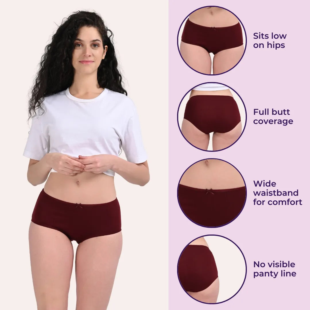 Cotton Hipster Panty Wine Pack Of 3