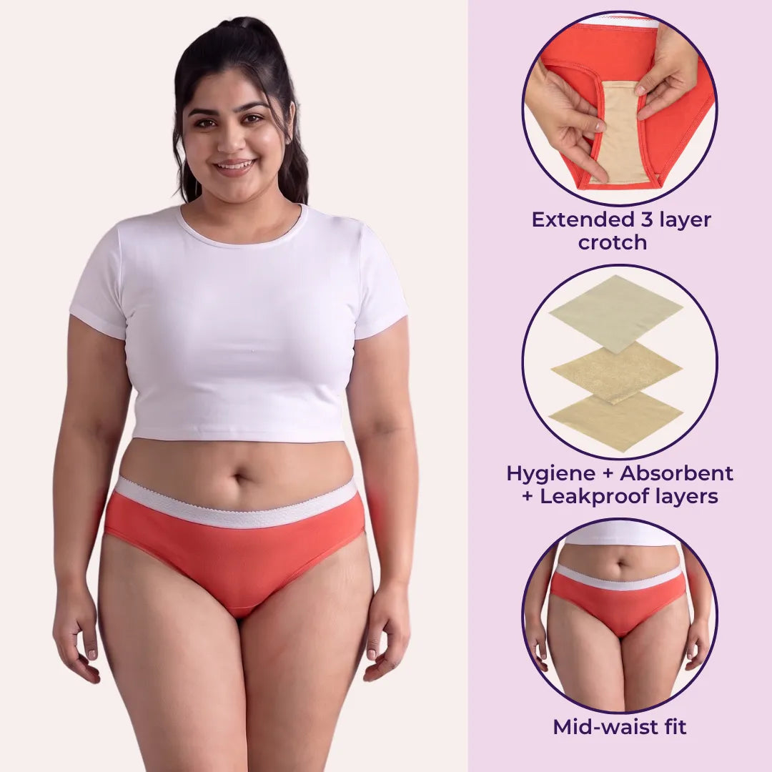 Urine Leakage Panties-Light Coral & Skin