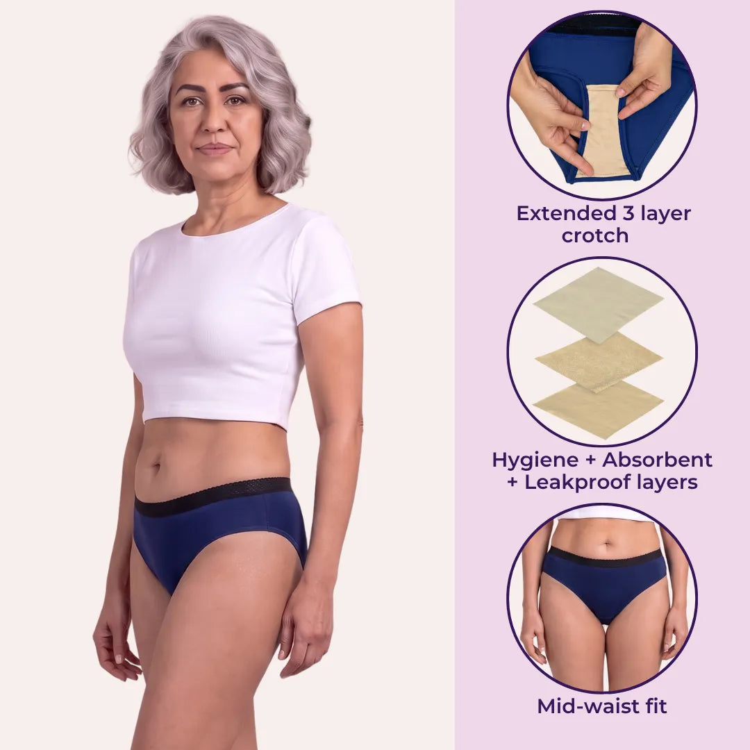 Incontinence Underwear For Women-Senior Royal Blue