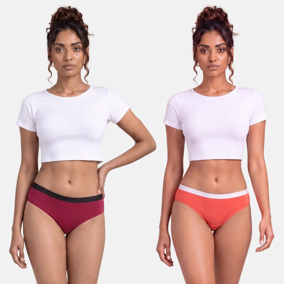 Leak Proof Underwear For Women-Dark Pink & Light Coral