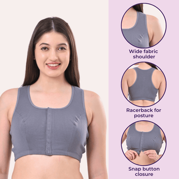 Post Surgery Bra | Front Open | Non Padded | Non Wired | Racerback | Pack Of 3