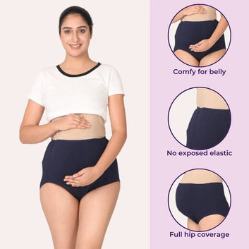 Maternity Belly Panel Panty | Maternity Belly Underwear For Women | High Waist Full Coverage | Full Belly Support | Comfy Cotton Pregnancy Underwear | Assorted | Pack Of 3